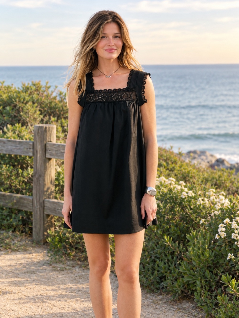 Sorella Tammy Cotton Black  Dress. NWT